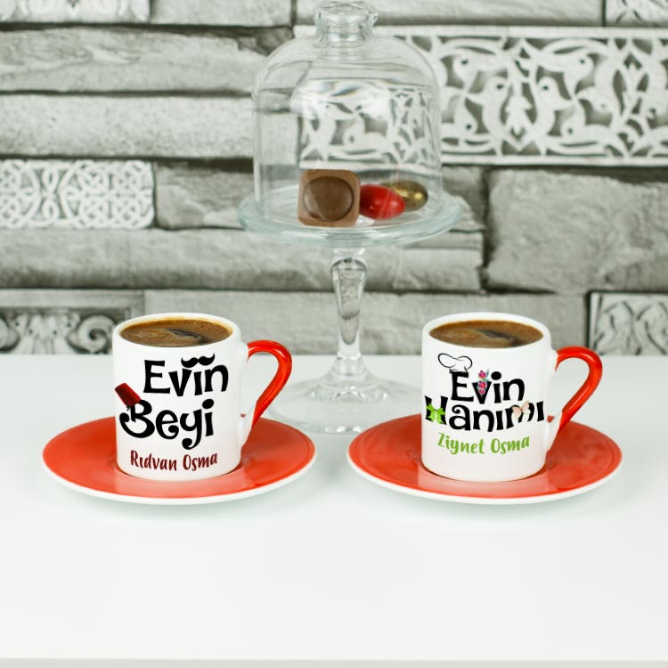 evin hanımı evin beyi türk kahvesi fincanı